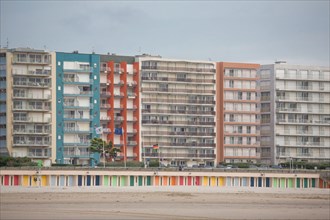 Le Touquet Paris Plage, bathing cabins and seafront buildings