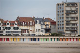 Le Touquet Paris Plage, bathing cabins and seafront buildings