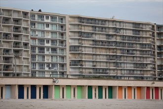 Le Touquet Paris Plage, bathing cabins and seafront buildings