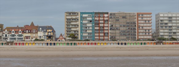 Le Touquet Paris Plage, bathing cabins and seafront buildings