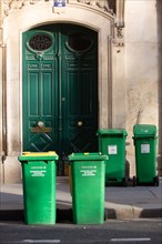 Paris, dustbins in front of a building