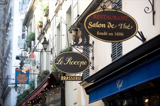 Paris, sign of the restaurant Le Procope