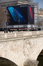 Paris, Pont au Change et Theatre du Chatelet under construction, ongoing work