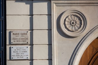 Paris, maison où vécurent Marie Curie et René Cassin