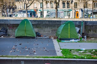 Paris, tents all along the Boulevard de la Bastille