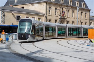 Construction of the tramway in Caen