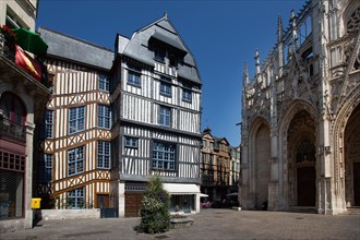 Rouen (Seine Maritime), timbered frame house on the place Barthélémy