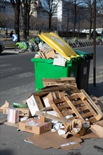 Paris, piled up garbage, rubbish