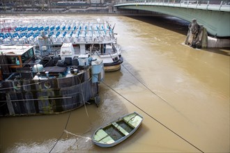 Paris, the Zouave on the Alma Bridge across the Seine River, having its feet drowned