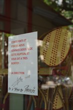 Paris, restaurant fermé pour cause d’épidémie de Covid-19