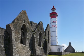 Abbey and lighthouse on the pointe Saint-Mathieu, North tip of Finistère