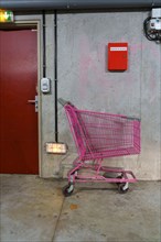 Pink shopping trolley