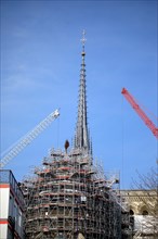 Paris, pose de la nouvelle flèche de Notre-Dame de Paris