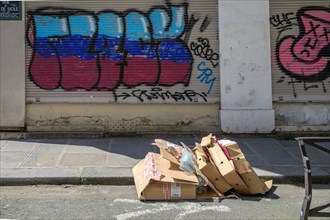 Cartons Deposited on the street in Paris