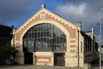 france, région Normandie, Orne, Flers, plave de Dr Vayssières, halle du marché,