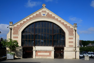 france, région Normandie, Orne, Flers, plave de Dr Vayssières, halle du marché,