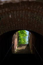 france, région Hauts de france, Somme, Ault, porte du moulinet et escaliers vers les hauteurs de la
