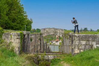 france, région bougogne, Yonne, Rogny les sept écluses, ouvrage des 7 écluses dû à l'ingénieur