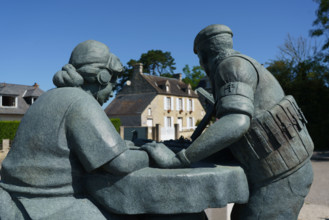 france, region Normandie, Manche, cotentin, Sainte-Marie du Mont, monument aux francais resistants,