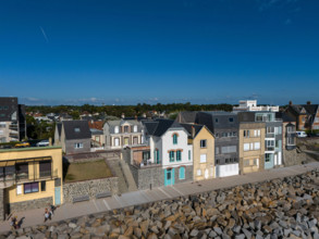 france, region Normandie, Manche, cotentin, Agon coutainville,  plage, promenade de Chausey,
