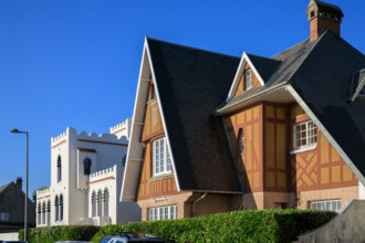 France, region Normandie, Manche, cotentin, Agon coutainville,  plage, rue dramad derriere la