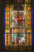 France, région Ile de France, Paris 1e arrondissement, musee du Louvre, escalier Colbert,  vitrail