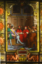 France, région Ile de France, Paris 1e arrondissement, musee du Louvre, escalier Colbert,  vitrail