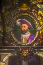 France, région Ile de France, Paris 1e arrondissement, musee du Louvre, escalier Colbert,  vitrail