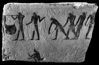 Bas-relief égyptien - La pêche -