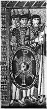 Warriors San Vital Ravenne Detail of mosaic -
