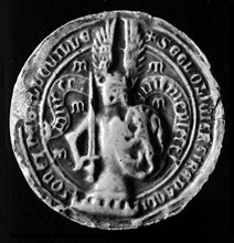 Seal of Olivier de Clisson, whose motto was "Pour ce qu'il me plest"