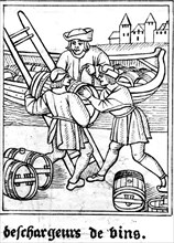 Déchargeurs de vins au XVe siècle.