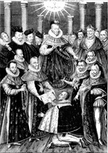 First ceremony of the Knights of the Holy Spirit presided over by Henry III in 1579
