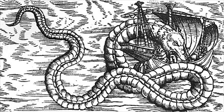 Serpent de mer, d'après la description d'Olaus Magnus.