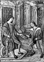 Saint-Gelais offrant son livre au roi Charles VIII