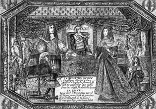 La famille royale. Louis XIV, la reine Marie-Thérèse et le Dauphin.