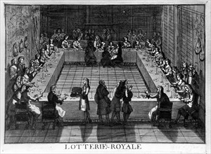Scene of the life at the court of Louis XIV royal Lottery
