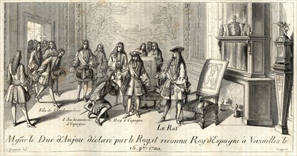 The duke of Anjou is recognized king of Spain by Louis XIV