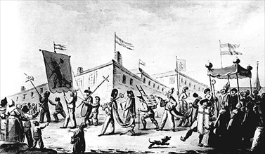 1789. Procession caricaturale révolutionnaire.