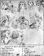 Portraits of revolutionaries during the interrogation of Queen Marie-Antoinette