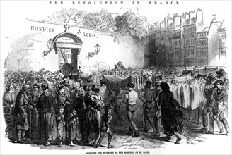 Le transport des blessés à l'hôpital Saint-Louis - 2 décembre 1851