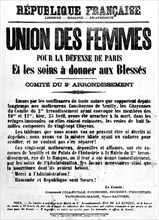 Siège de Paris. 1871- Union des femmes pour la défense de Paris