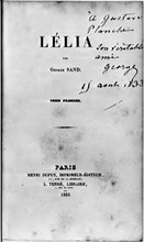 Couverture de " Lélia ", de George Sand - 1833 -