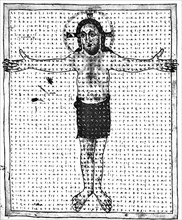 Christ en croix. Manuscrit de l'abbaye bénédictine de Fulda