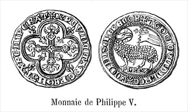 Monnaie sous Philippe V le Long, fils de Philippe IV le Bel.