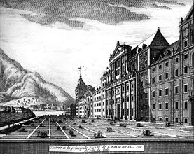 Engraving of the Escurial Palace, near Madrid