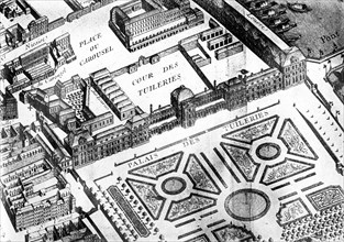D'après le plan Turgot ; les Tuileries, le Louvre et l'Hôtel de la Vallière.