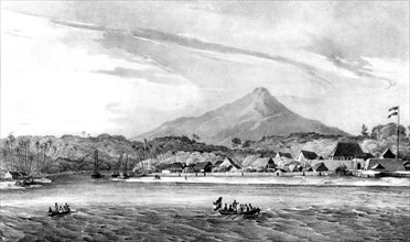 The Molucca Islands.  View of the Dutch port of Manade.