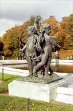 Walk in the park of Versailles:  two children (bronzes).