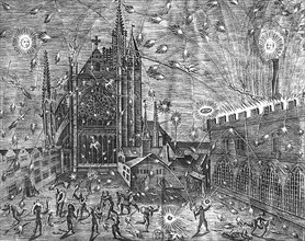 Feu d'artifice tiré à Metz devant Henri IV et Marie de Médicis.